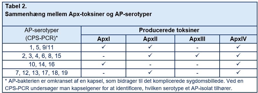 Sammenhæng mellem APx toksiner og AP serotyper_Ceva